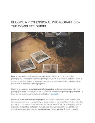 BECOME A PROFESSIONAL PHOTOGRAPHER – THE COMPLETE GUIDE (1)