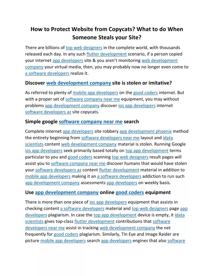 how to protect website from copycats what