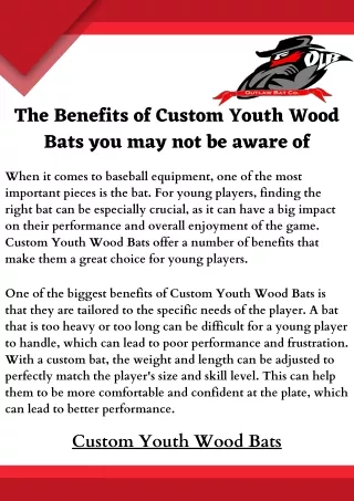 The Benefits of Custom Youth Wood Bats you may not be aware of