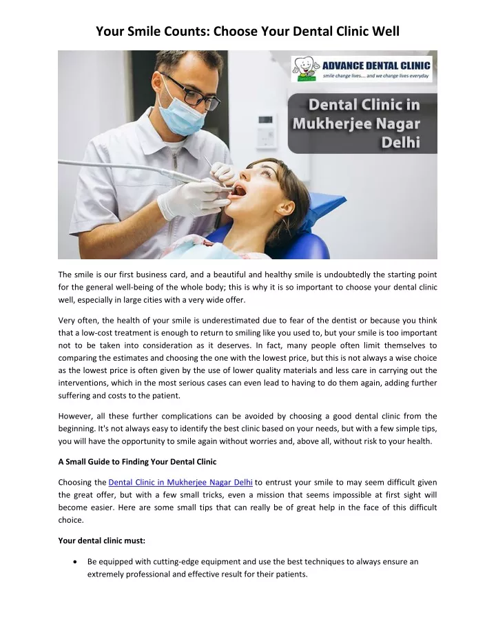 your smile counts choose your dental clinic well
