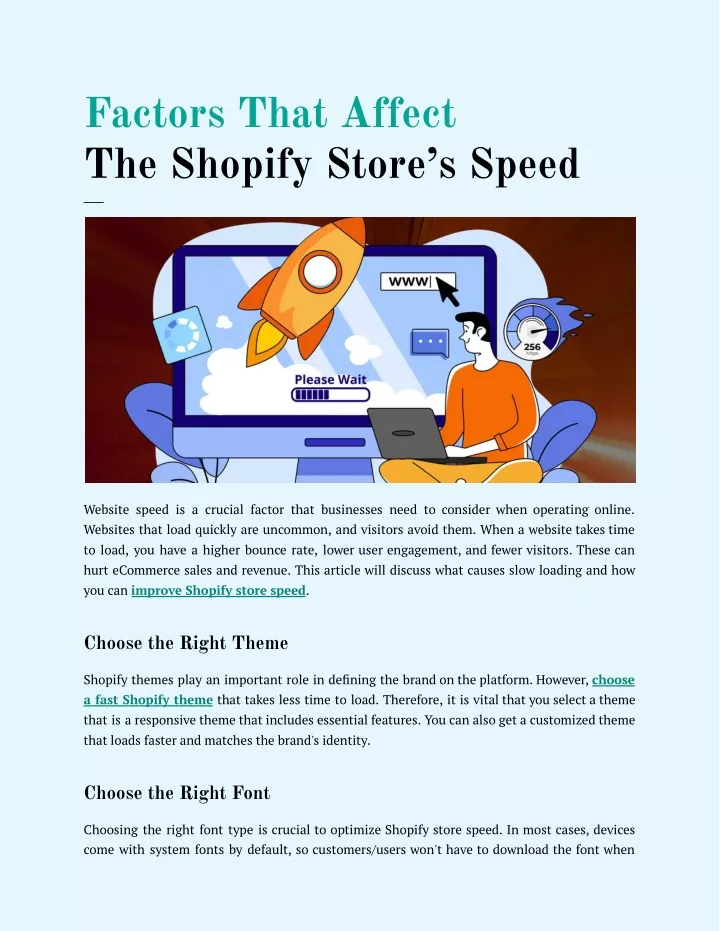 factors that affect the shopify store s speed