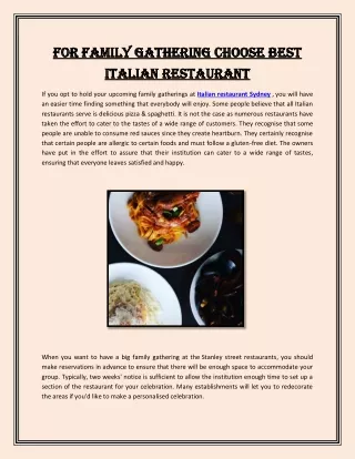 For Family Gathering Choose Best Italian Restaurant