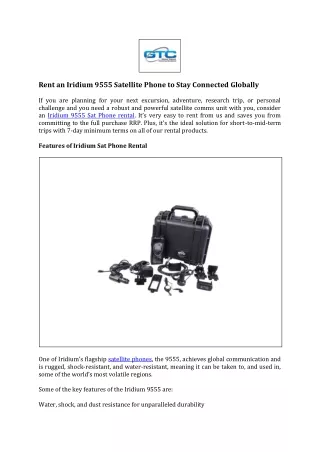 Rent an Iridium 9555 Satellite Phone to Stay Connected Globally