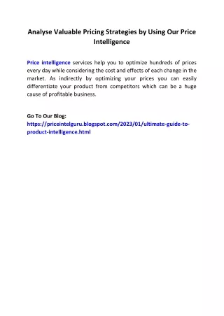 analyse valuable pricing strategies by using
