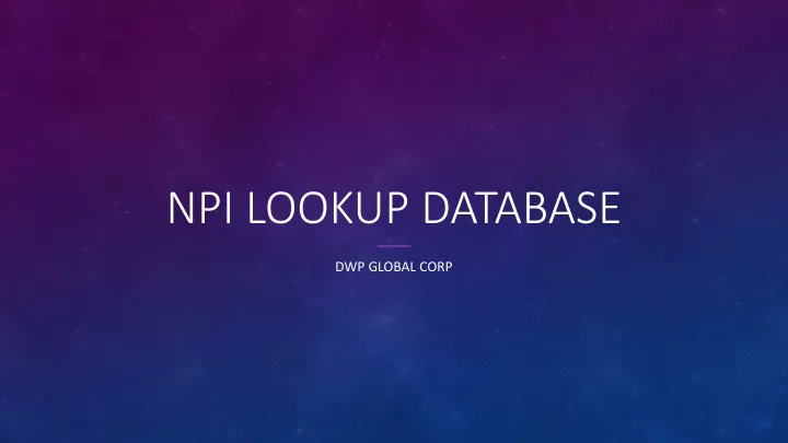 npi lookup database