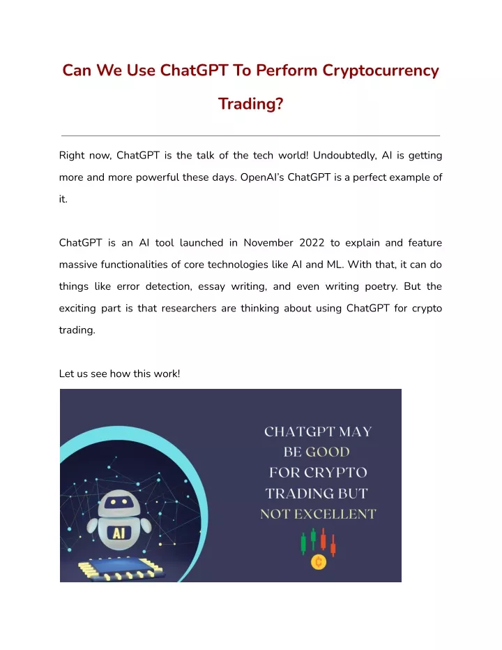 can we use chatgpt to perform cryptocurrency