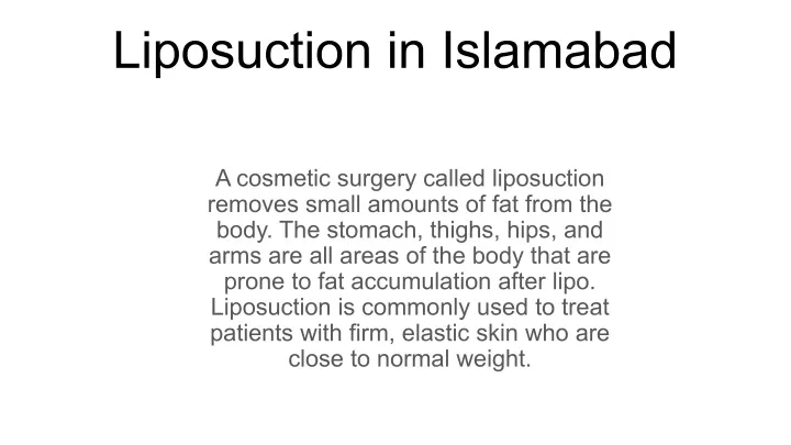 liposuction in islamabad