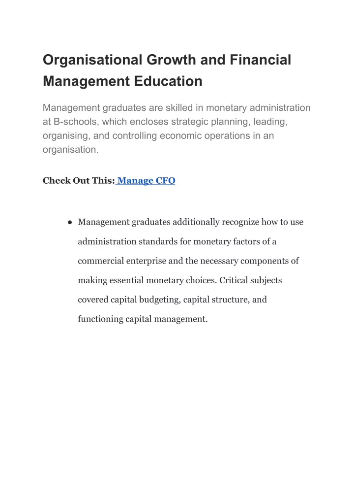 organisational growth and financial management