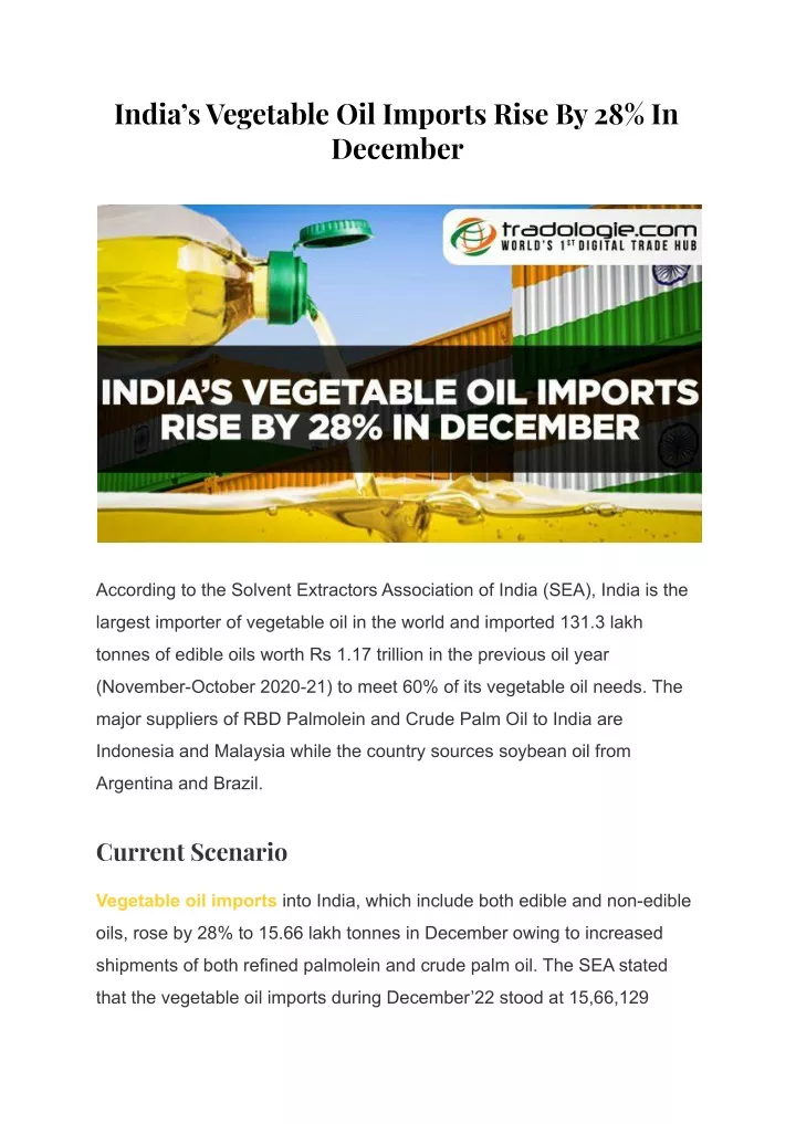 india s vegetable oil imports rise