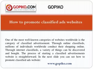 Free classified submission sites list 2022 - Gopiko