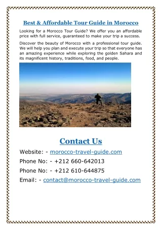 Best & Affordable Tour Guide in Morocco