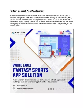 Fantasy Basketball App Development- Fantasyappdeveloper