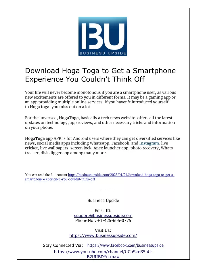 download hoga toga to get a smartphone experience