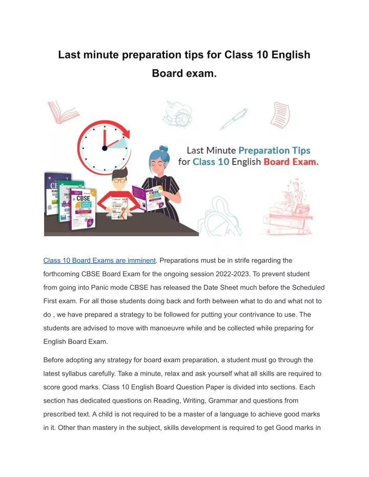 last minute preparation tips for class 10 english