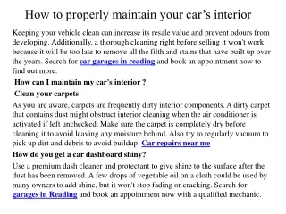 How to properly maintain your car’s interior