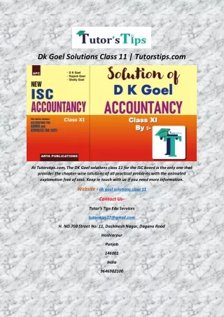 Dk Goel Solutions Class 11 | Tutorstips.com