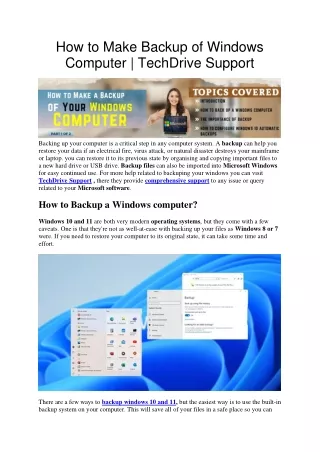 how to make backup of windows computer techdrive