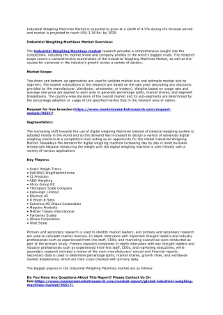 industrial weighing machines market is expected