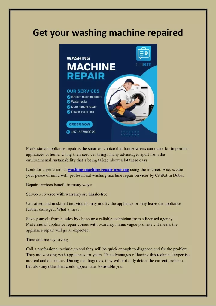 get your washing machine repaired