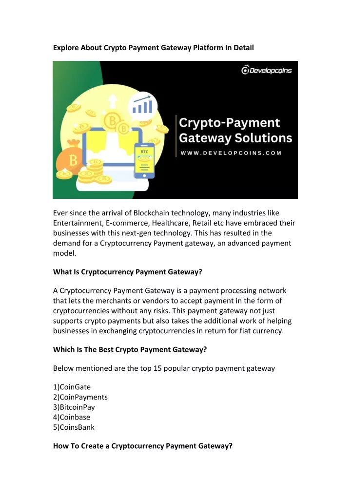 explore about crypto payment gateway platform