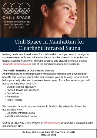 Chill Space in Manhattan for Clearlight Infrared Sauna