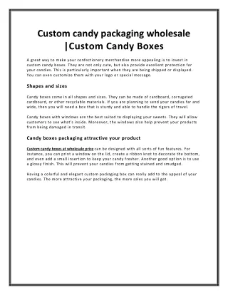 Custom candy packaging wholesale