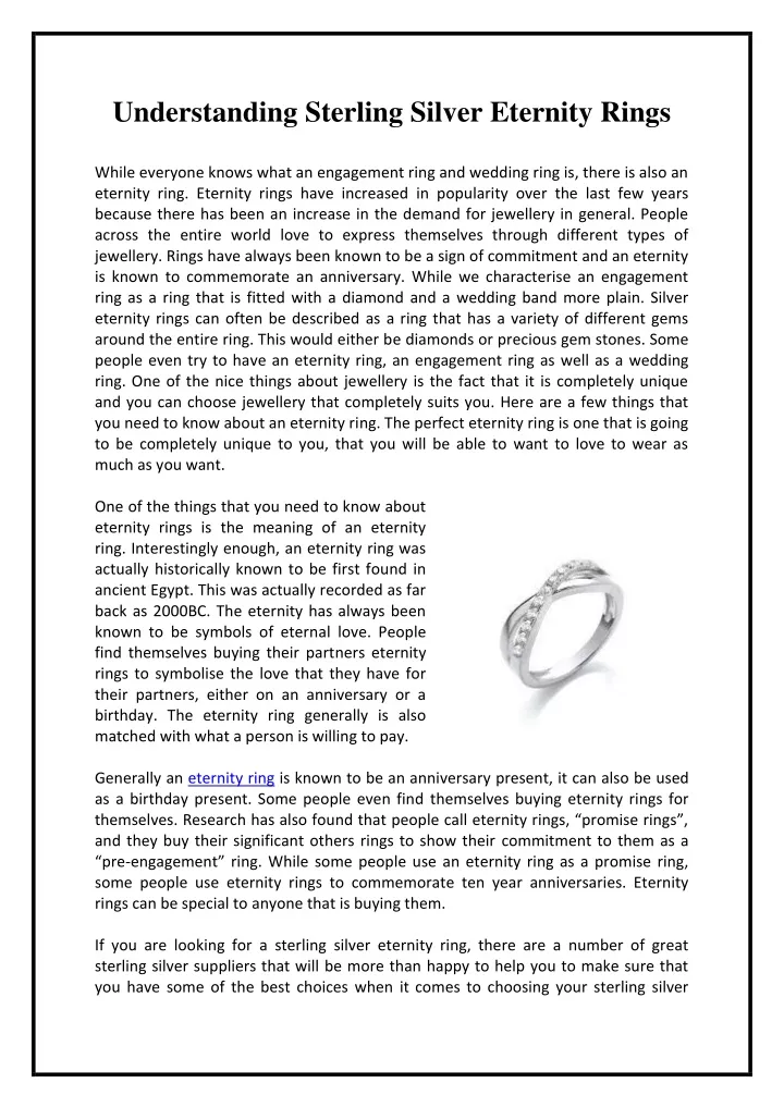 understanding sterling silver eternity rings