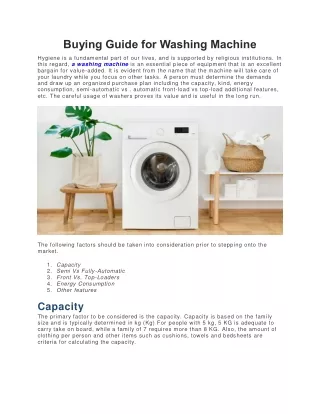 buying guide for washing machine