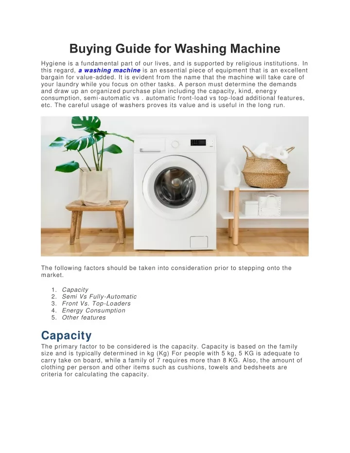 buying guide for washing machine