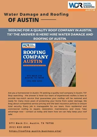 Seeking For Quality Roof Company In Austin, TX? The Answer IS Here! Hire Water D