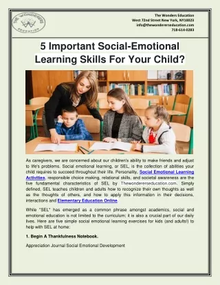 5 Important Social-Emotional Learning Skills For Your Child