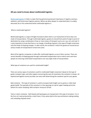 all you need to know about multimodal logistics