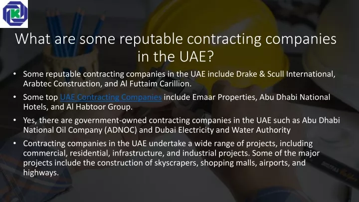 what are some reputable contracting companies in the uae
