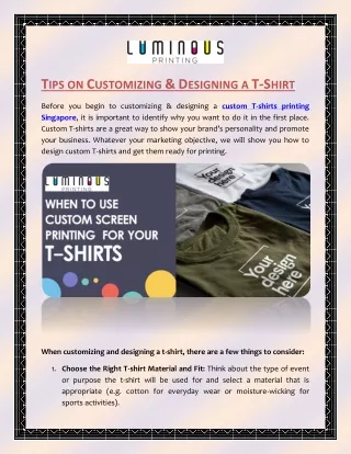 Tips on Customizing & Designing a TShirt
