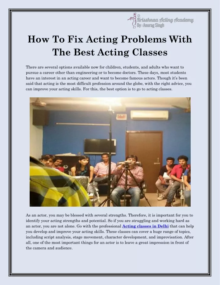 how to fix acting problems with the best acting