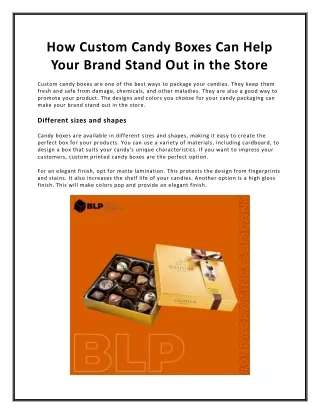 How Custom Candy Boxes Can Help Your Brand Stand Out in the Store