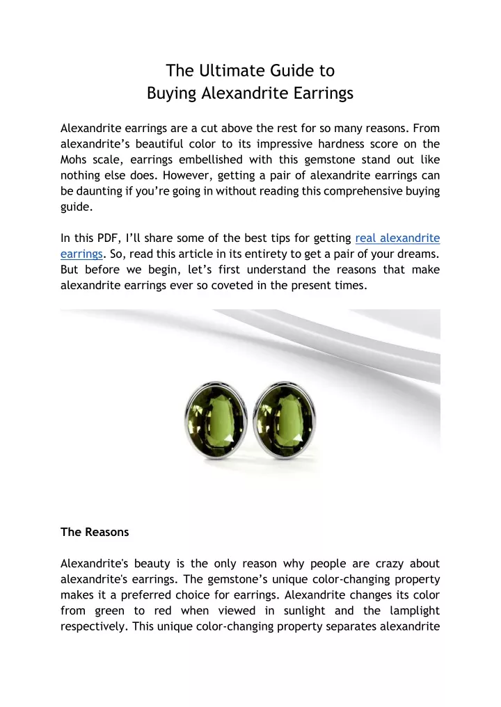 the ultimate guide to buying alexandrite earrings