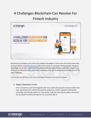 4 Challenges Blockchain Can Resolve For Fintech Industry