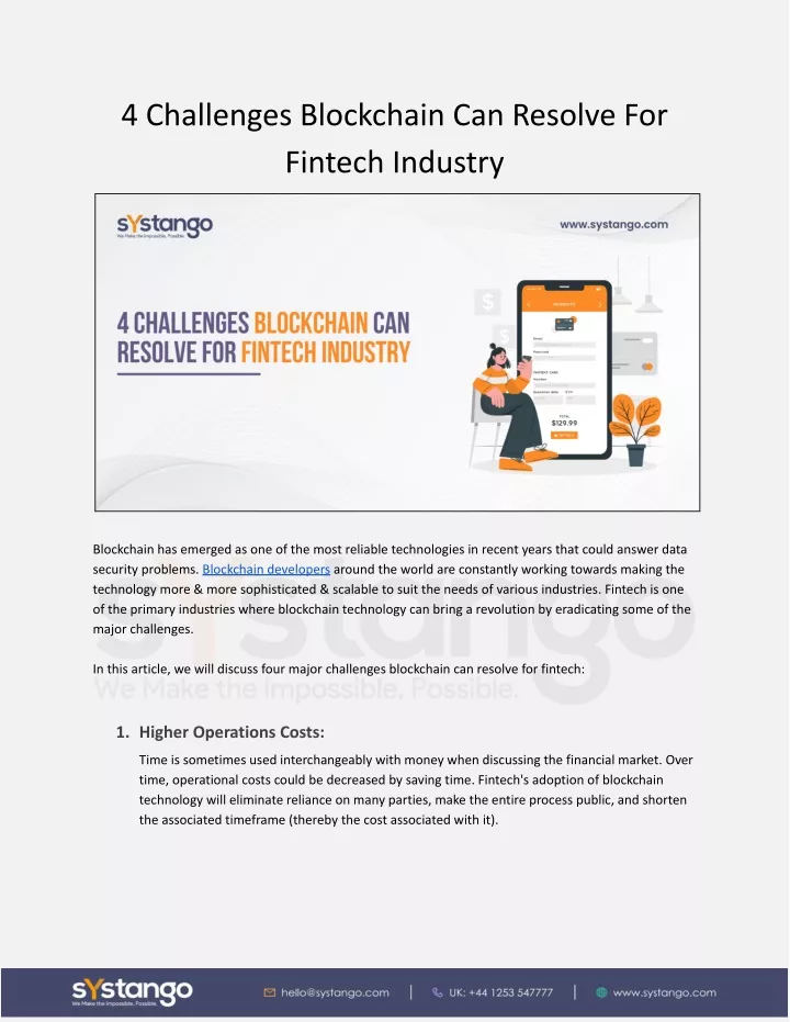 4 challenges blockchain can resolve for fintech