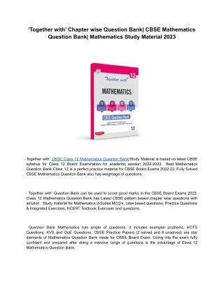 together with chapter wise question bank cbse