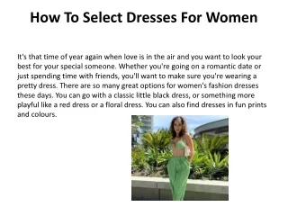 how to select dresses for women
