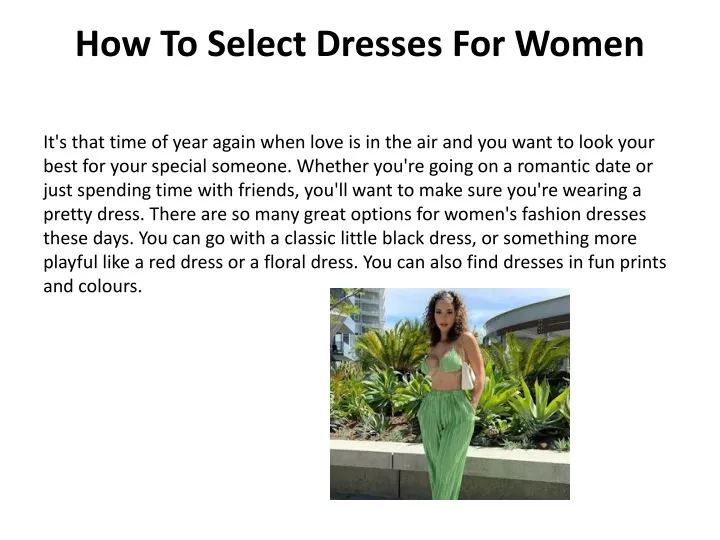 how to select dresses for women