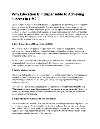 why education is indispensable to achieving