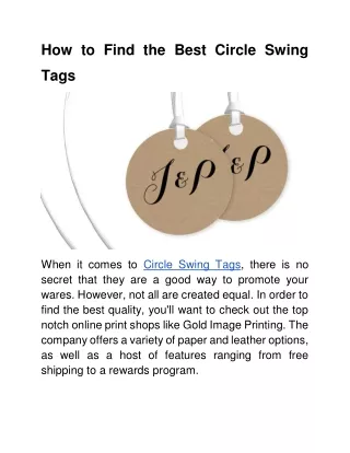 How to Find the Best Circle Swing Tags