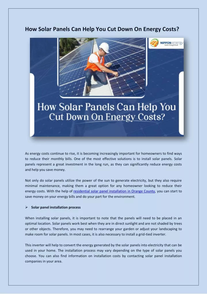 how solar panels can help you cut down on energy