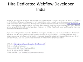 Hire Dedicated Webflow Developer India