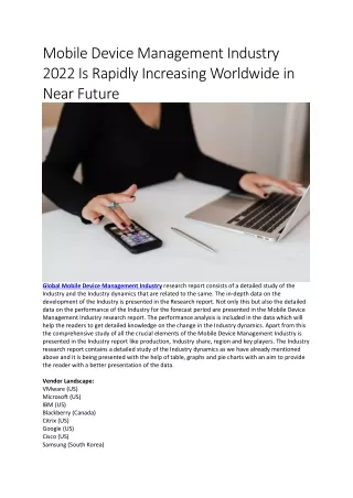 mobile device management industry 2022 is rapidly
