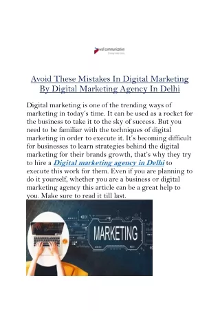 Avoid These Mistakes In Digital Marketing By Digital Marketing Agency In Delhi