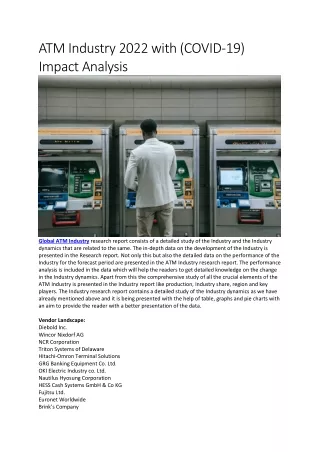atm industry 2022 with covid 19 impact analysis