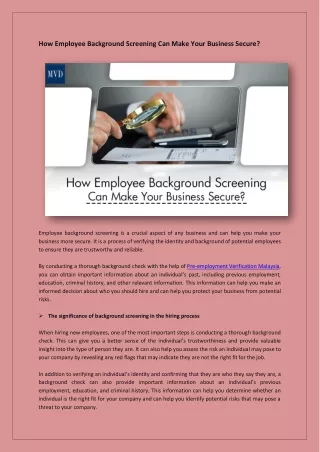 How Employee Background Screening Can Make Your Business Secure